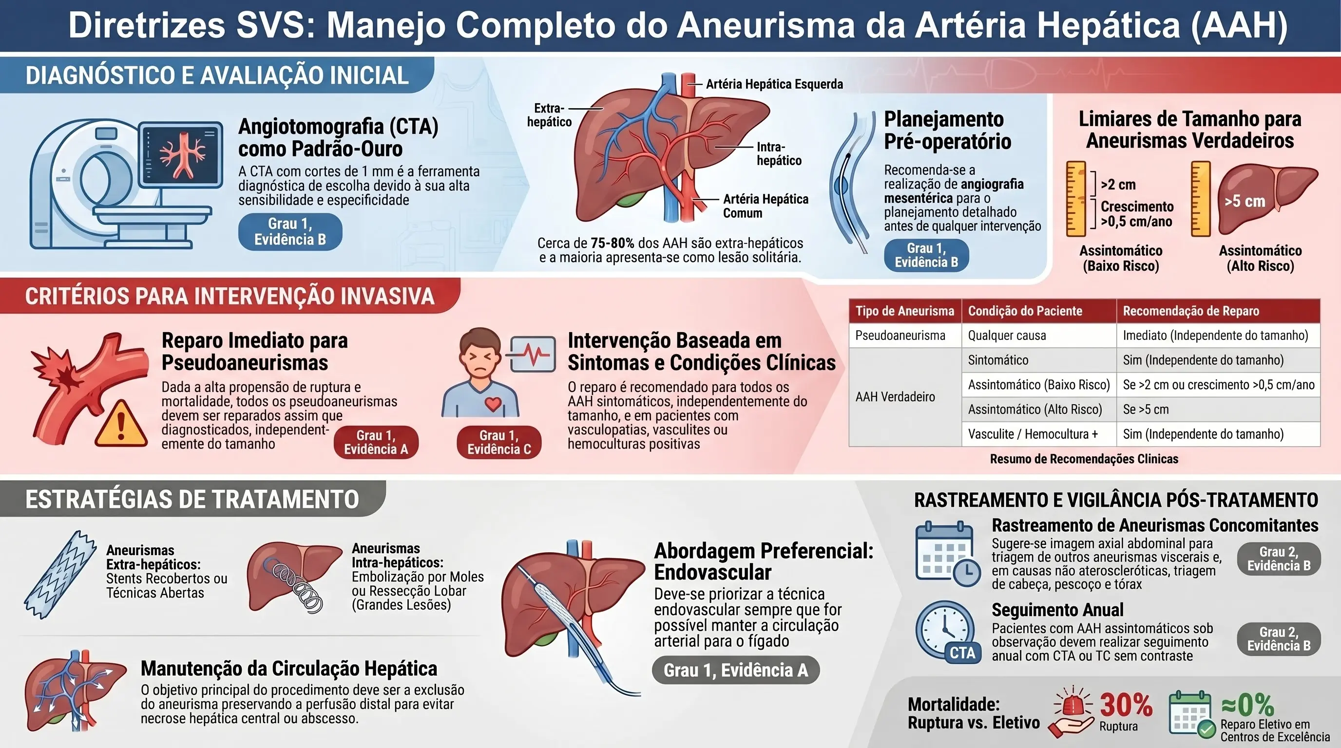 Infográfico — Aneurisma de Artéria Hepática (HAA): diagnóstico, critérios de intervenção e tratamento — SVS 2020