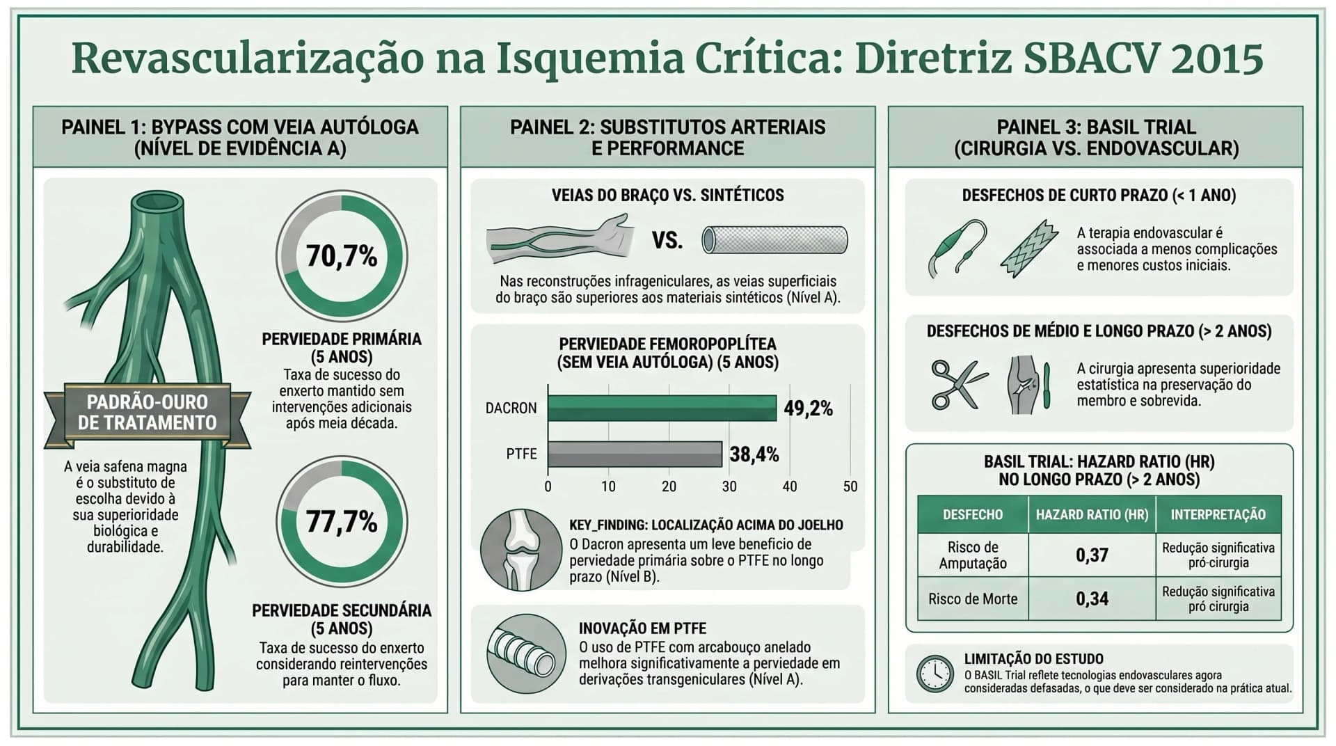 Infográfico SBACV 2015 — DAOP: Isquemia Crítica — Cirurgia, Substitutos e BASIL