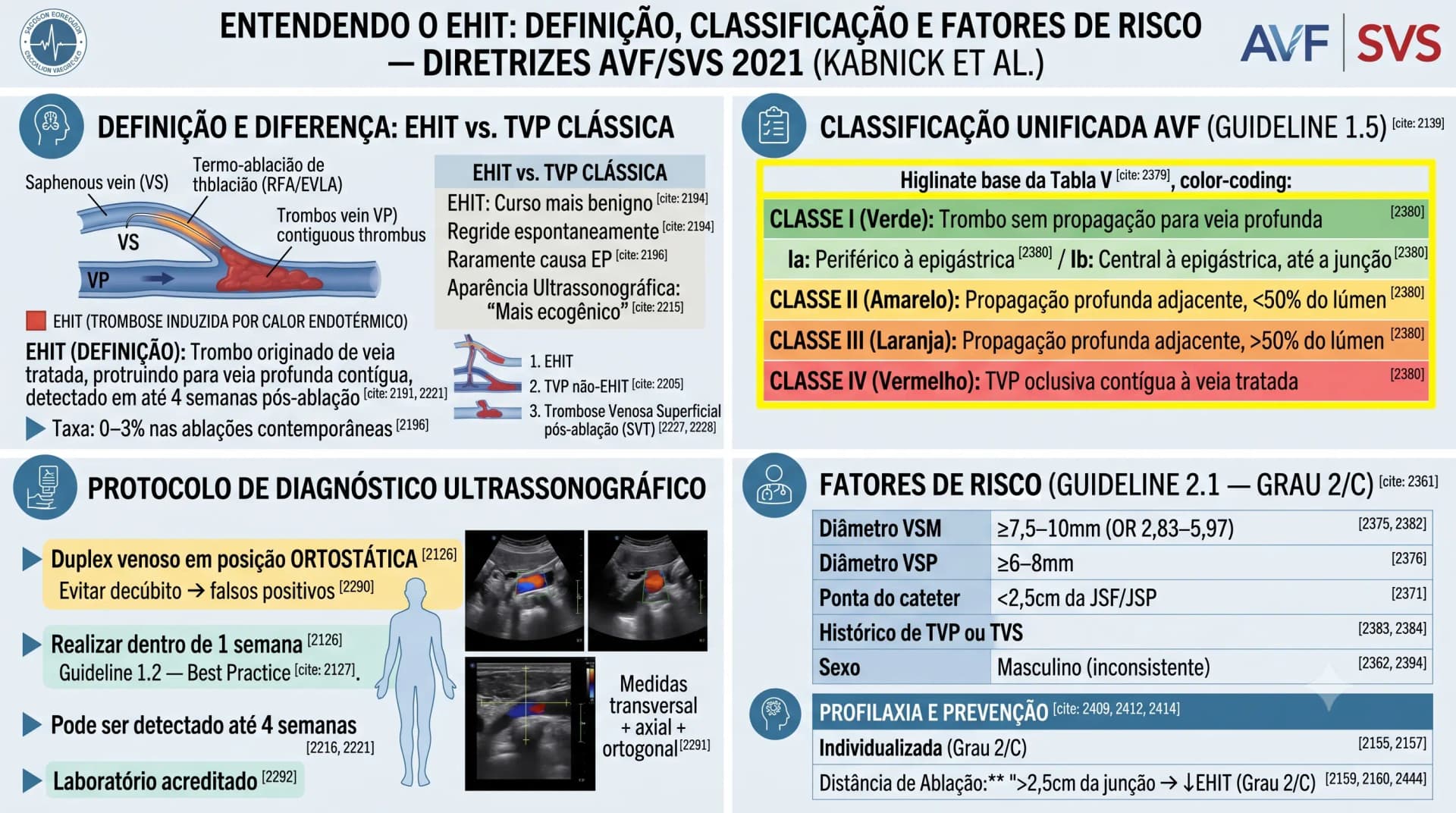 Infográfico AVF/SVS 2021 — EHIT: Classificação AVF Unificada e Fatores de Risco após Ablação Venosa