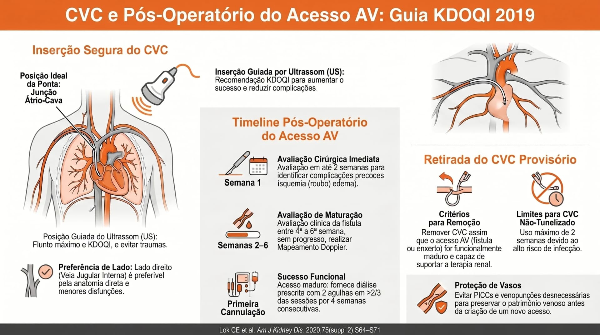 Infográfico KDOQI 2019 — CVC e Pós-Operatório do Acesso AV