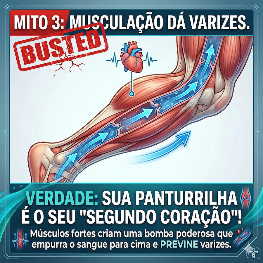 Mito 3: Musculação previne varizes - panturrilha é o segundo coração