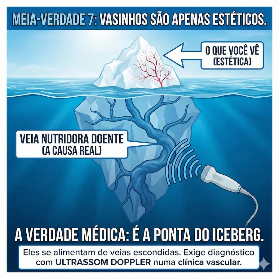 Meia-Verdade 7: Vasinhos são a ponta do iceberg - podem esconder veias nutridoras doentes