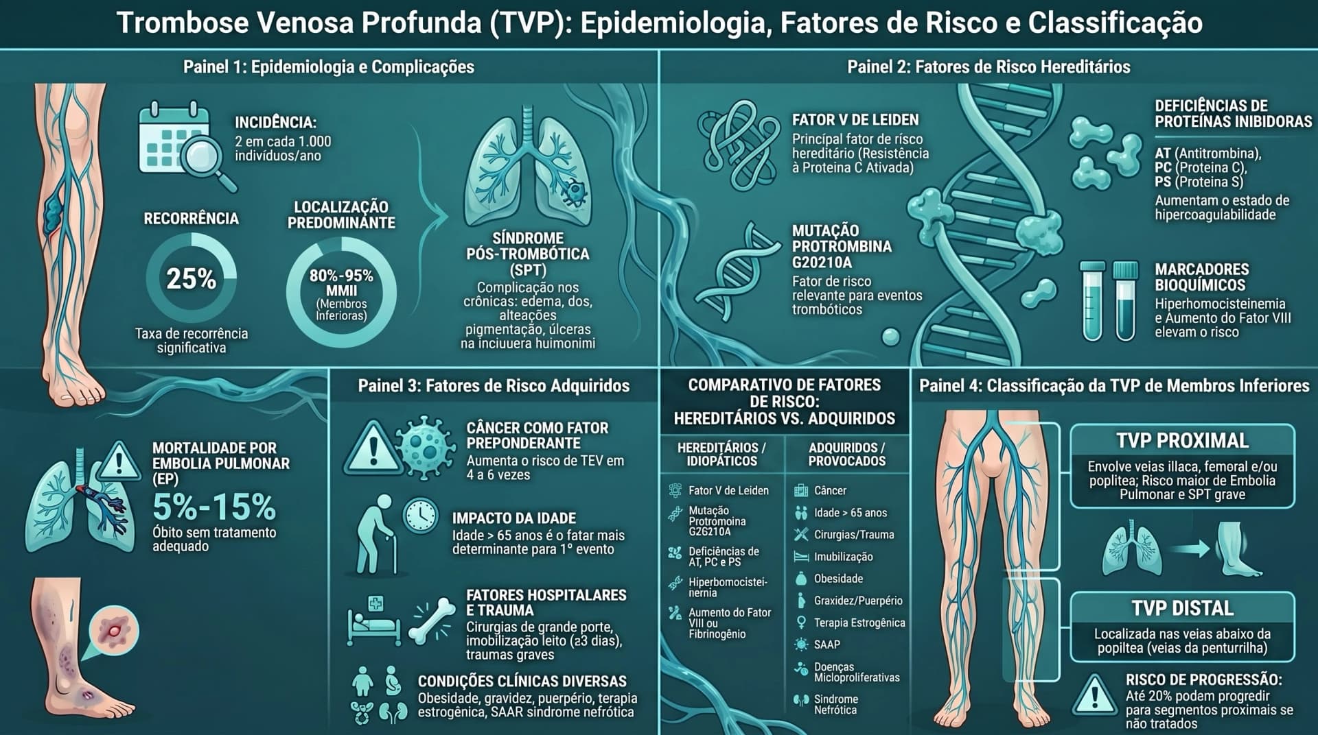 Infográfico SBACV 2015 — TVP: Epidemiologia, Fatores de Risco e Classificação