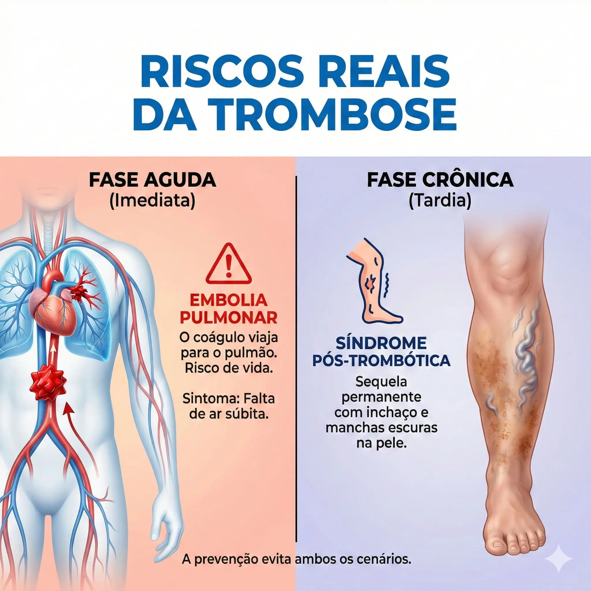 Fatores de risco para TVP: câncer, cirurgias, hormônios e viagens longas