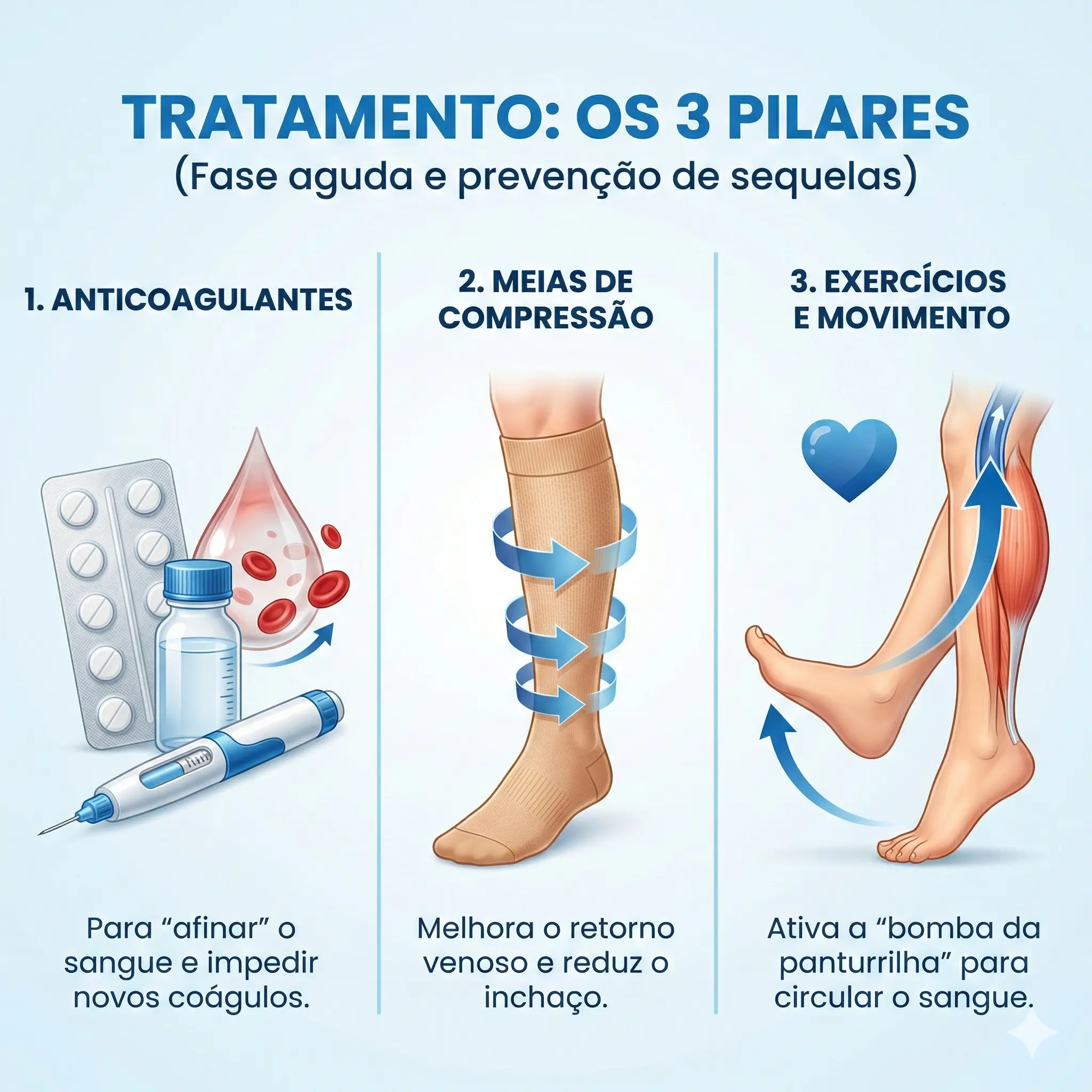 Tratamento da TVP: anticoagulantes, meias de compressão e exercícios